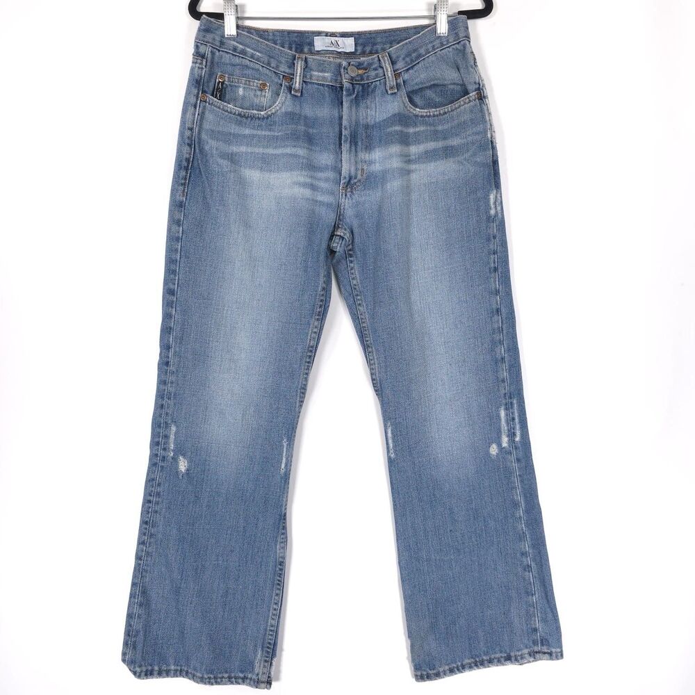 ARMANI EXCHANGE Men’s BootCut Jeans 31x29 USA MADE Cotton Distressed 6J101ZDV